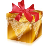 Коробка подарочная золотая с бантом 0,8кг